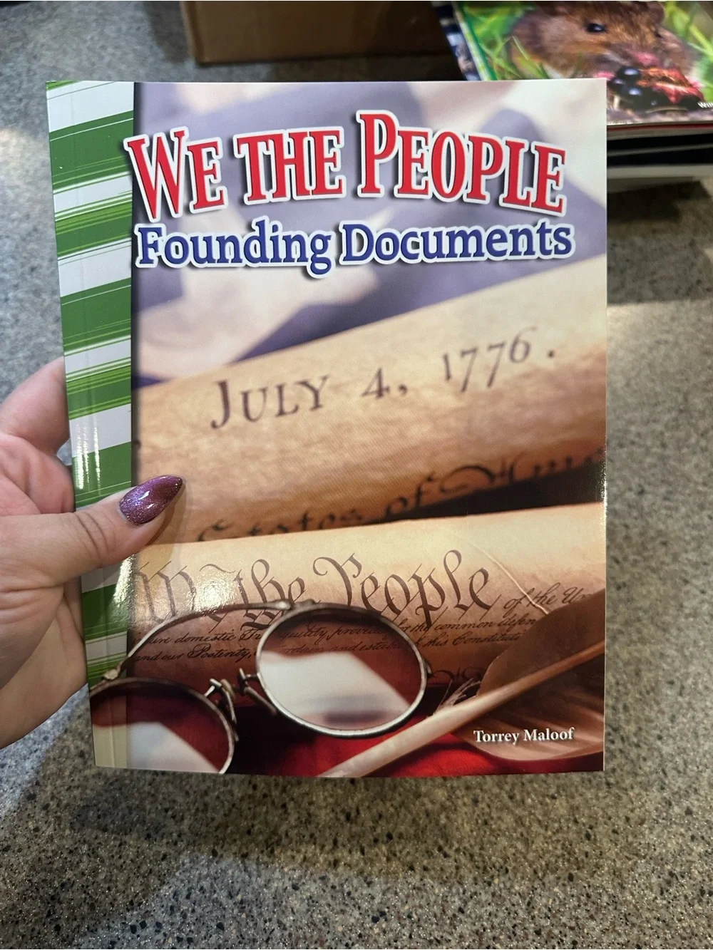 We The People Founding Documents Book - Red, Cream & Green Cover -